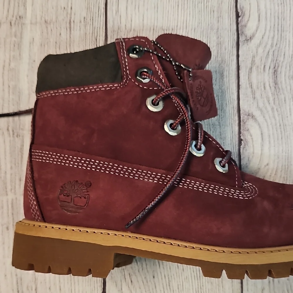 Timberland Men's Sz 4 Dark Red/maroon Lace-Up Boots